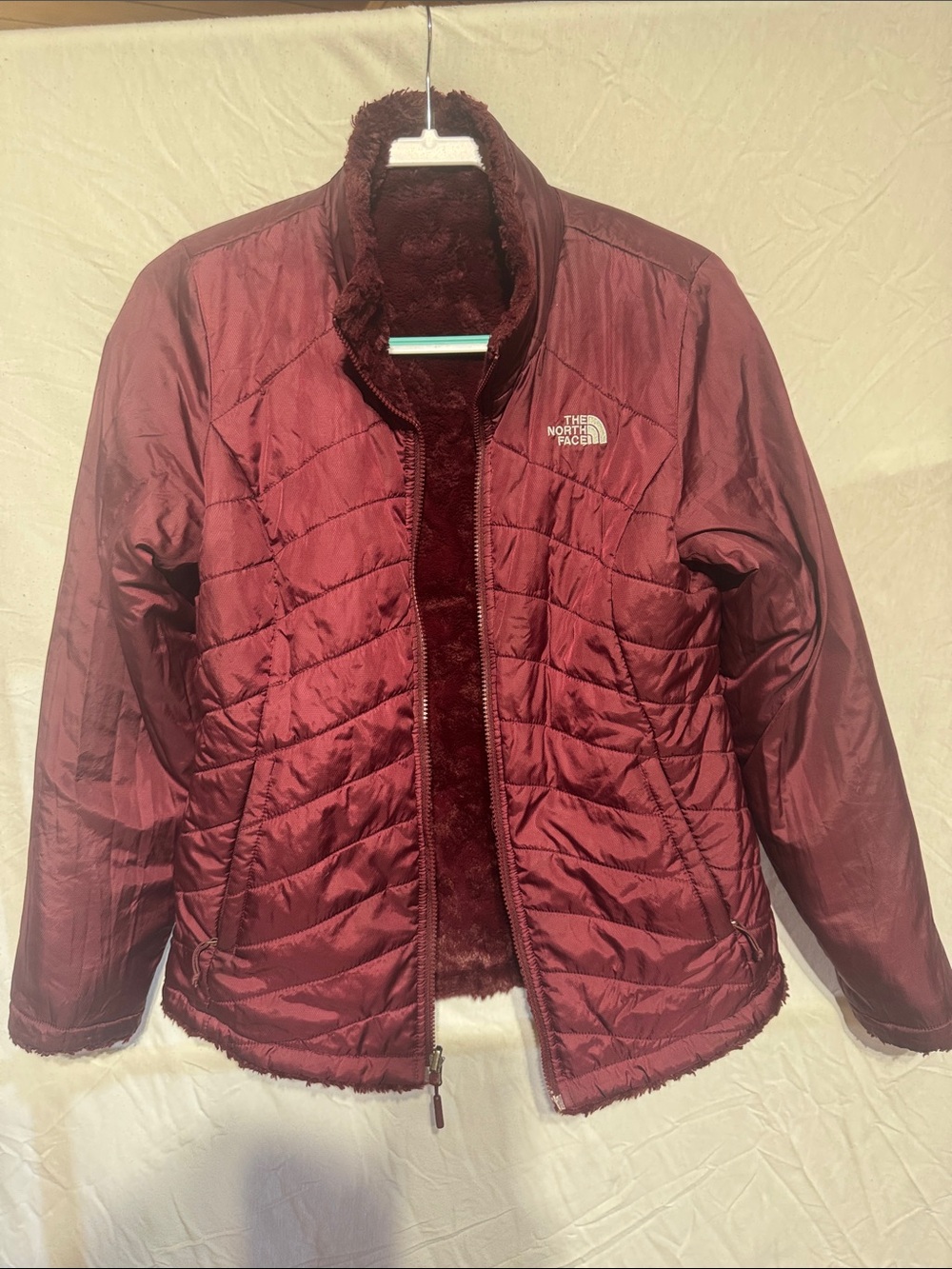 The North Face Women's Burgundy Quilted Reversible Puffer